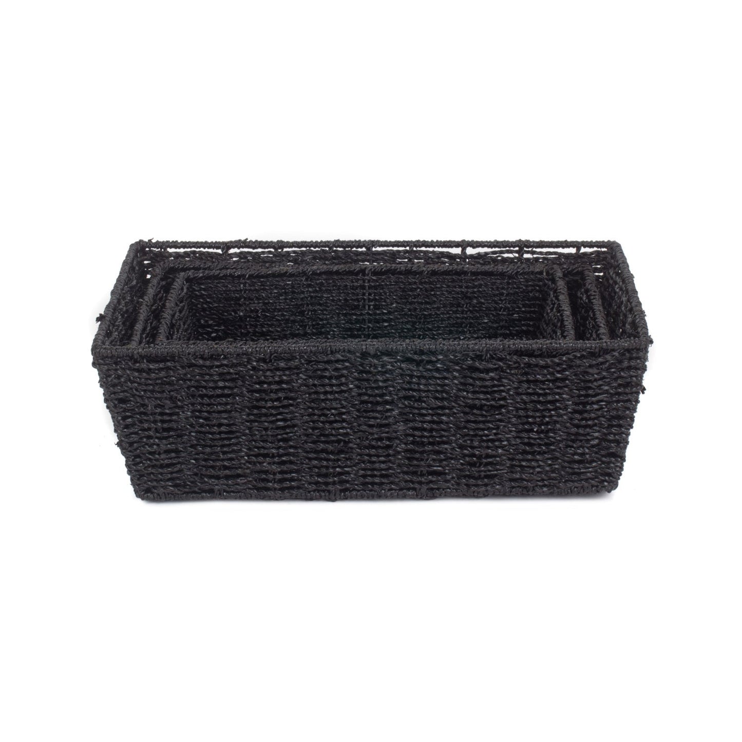 Black Paper Rope Tray Baskets Set of 3