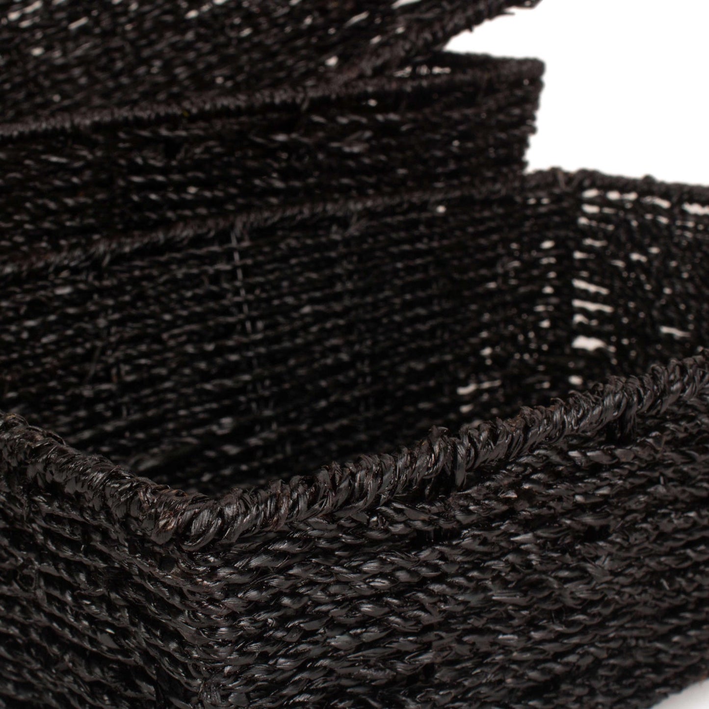 Black Paper Rope Tray Baskets Set of 3