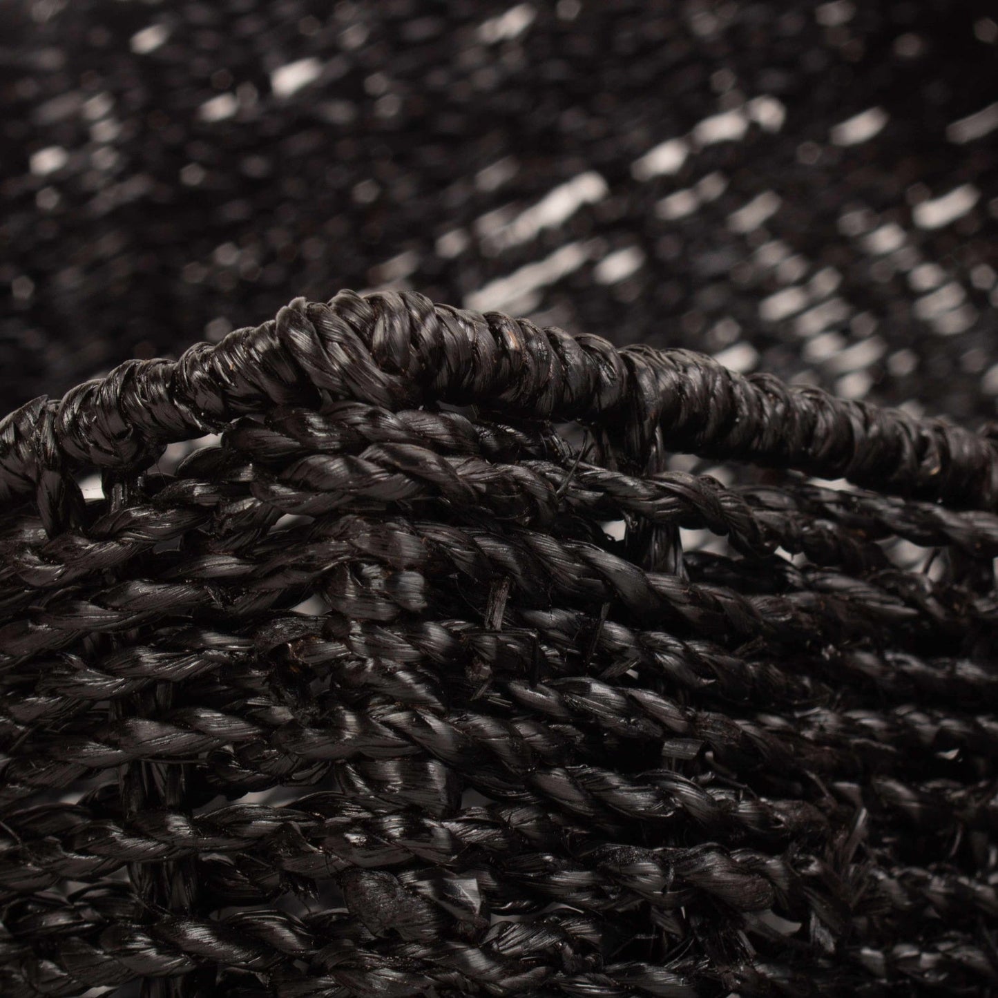 Black Paper Rope Tray Baskets Set of 3