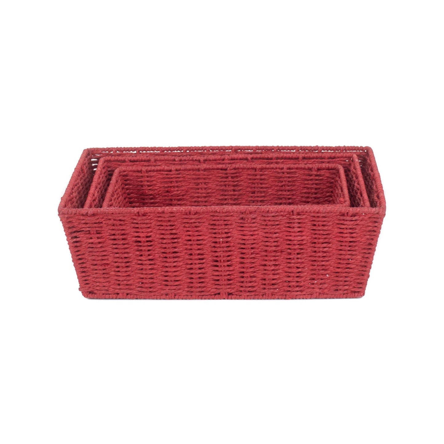 Red Paper Rope Tray Baskets Set of 3