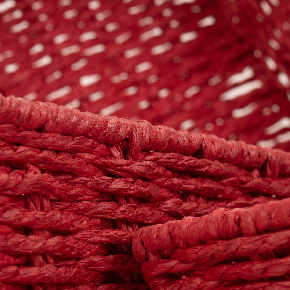 Red Paper Rope Tray Baskets Set of 3