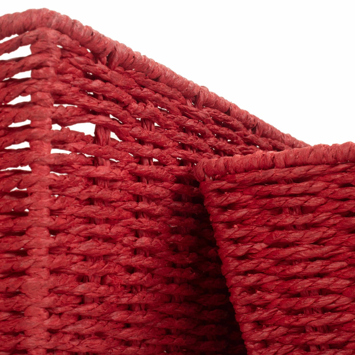 Red Paper Rope Tray Baskets Set of 3