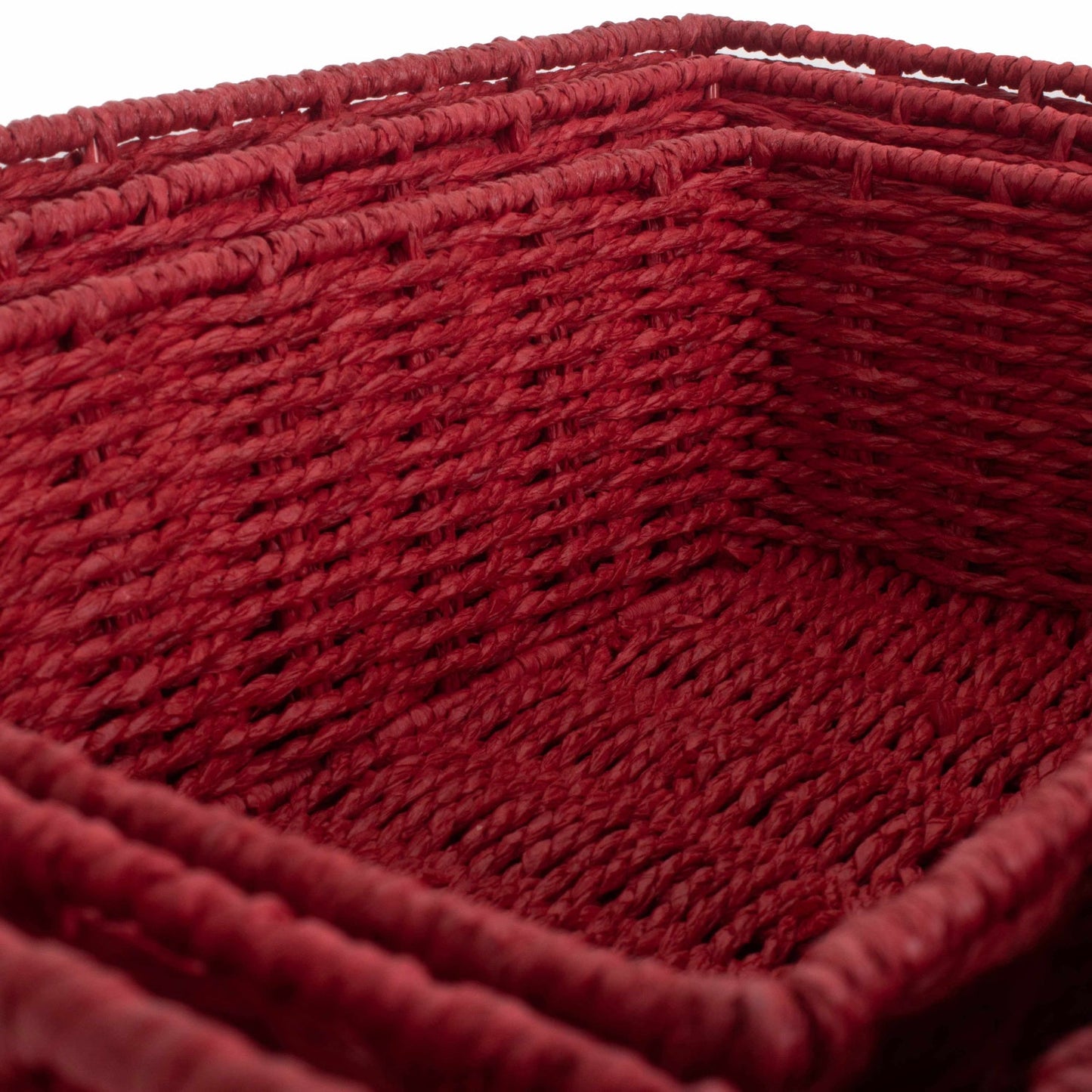 Red Paper Rope Tray Baskets Set of 3