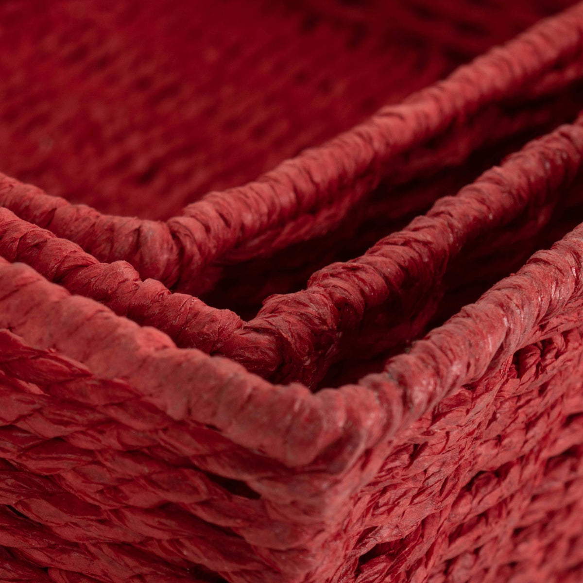 Red Paper Rope Tray Baskets Set of 3