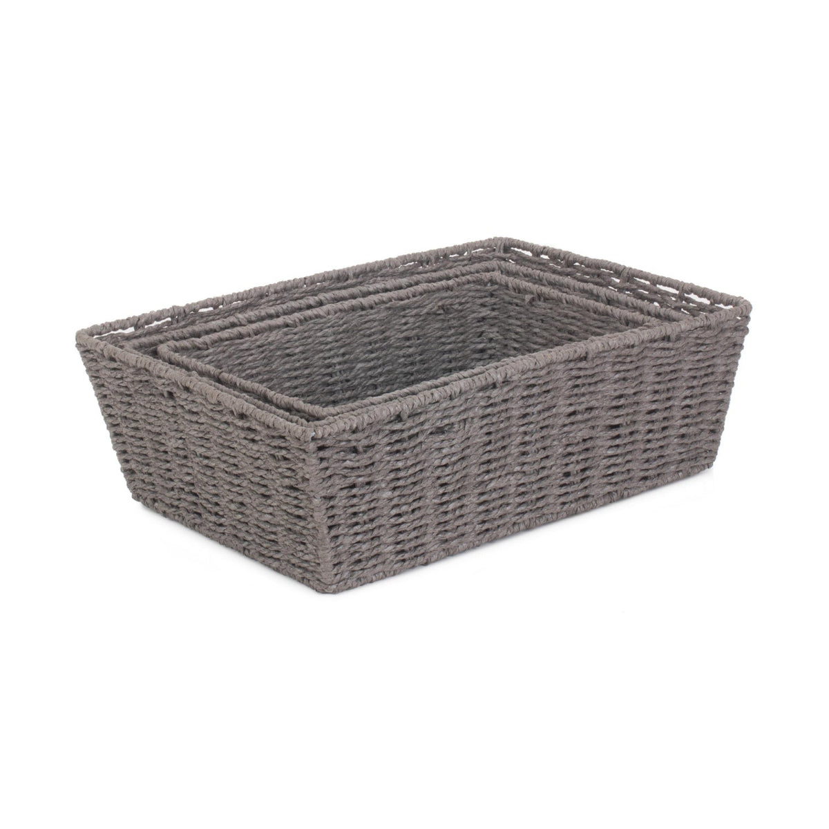 Grey Paper Rope Tray Baskets Set 3