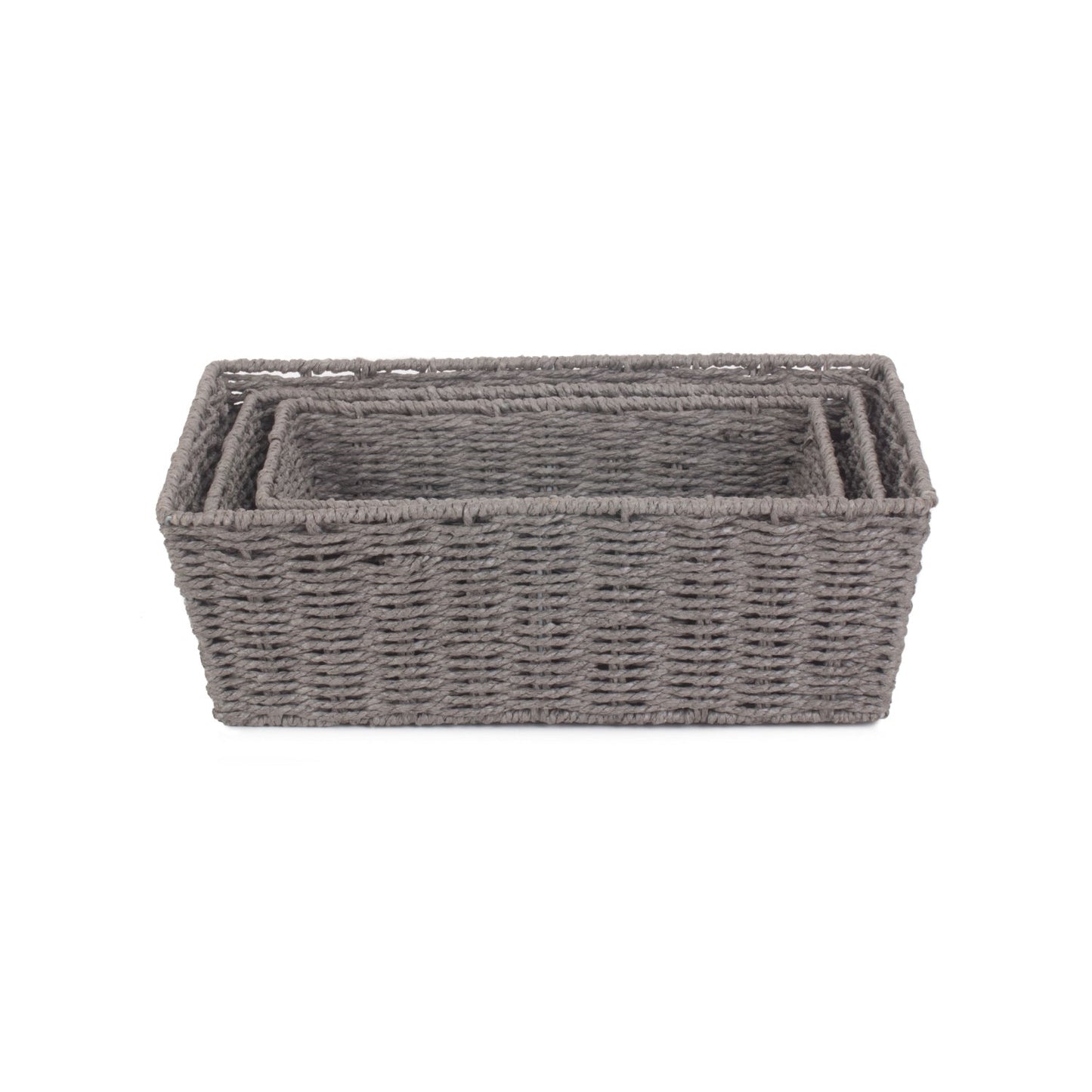 Grey Paper Rope Tray Baskets Set 3