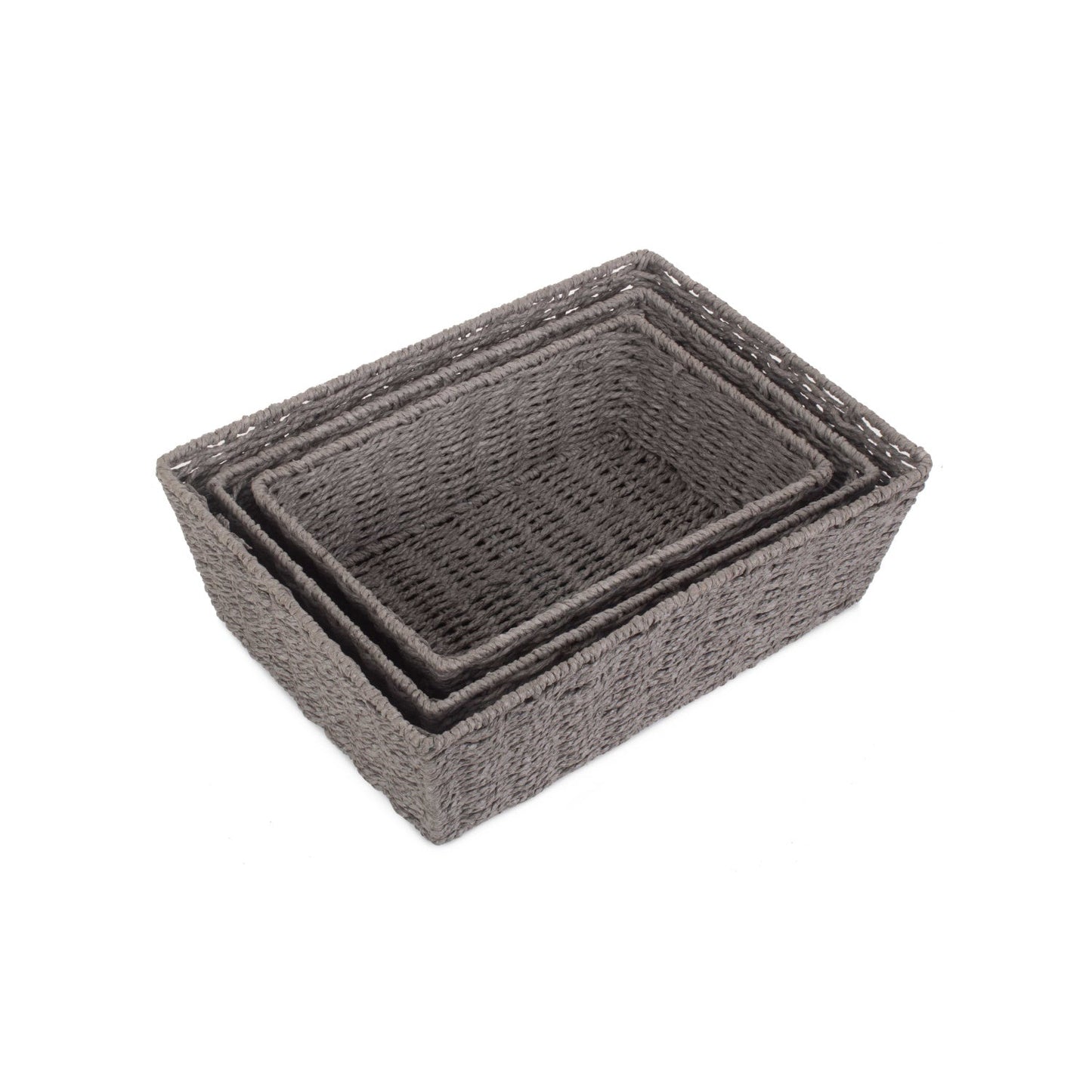 Grey Paper Rope Tray Baskets Set 3
