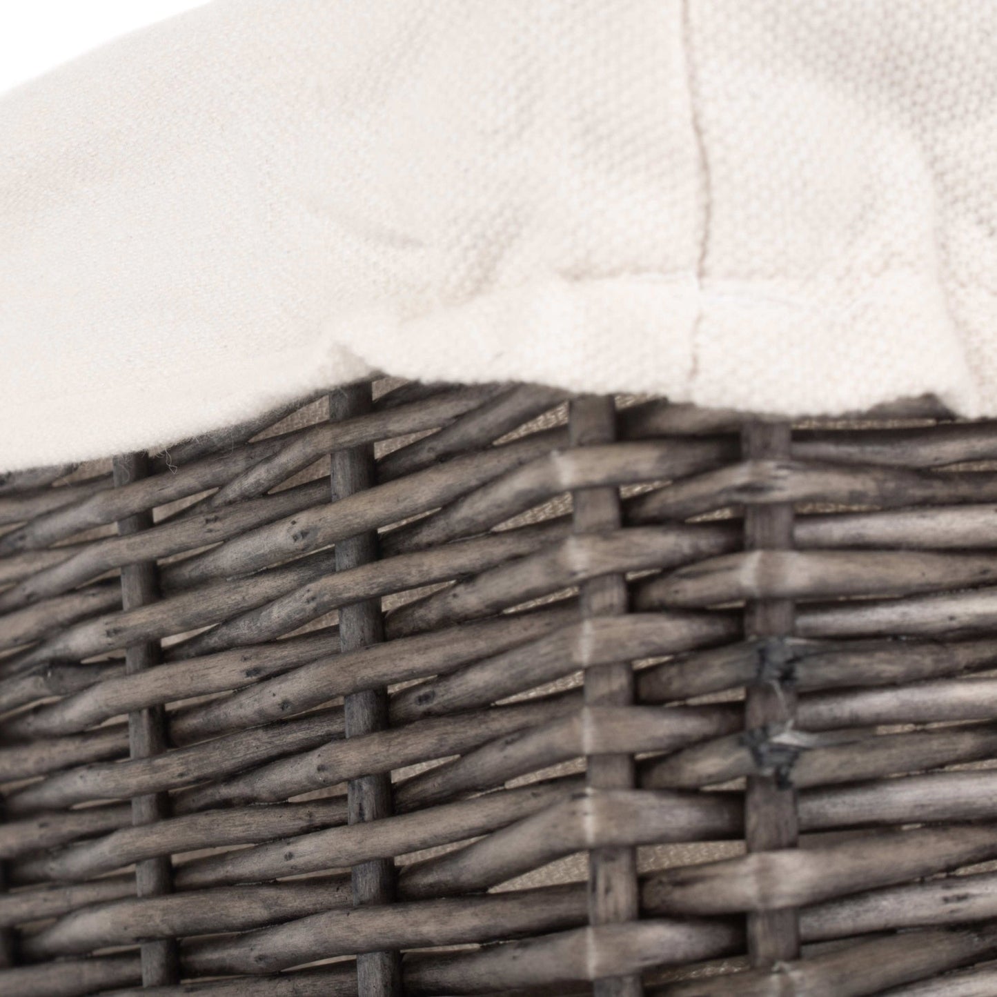 Small Antique Wash Willow Tray Basket with White Lining