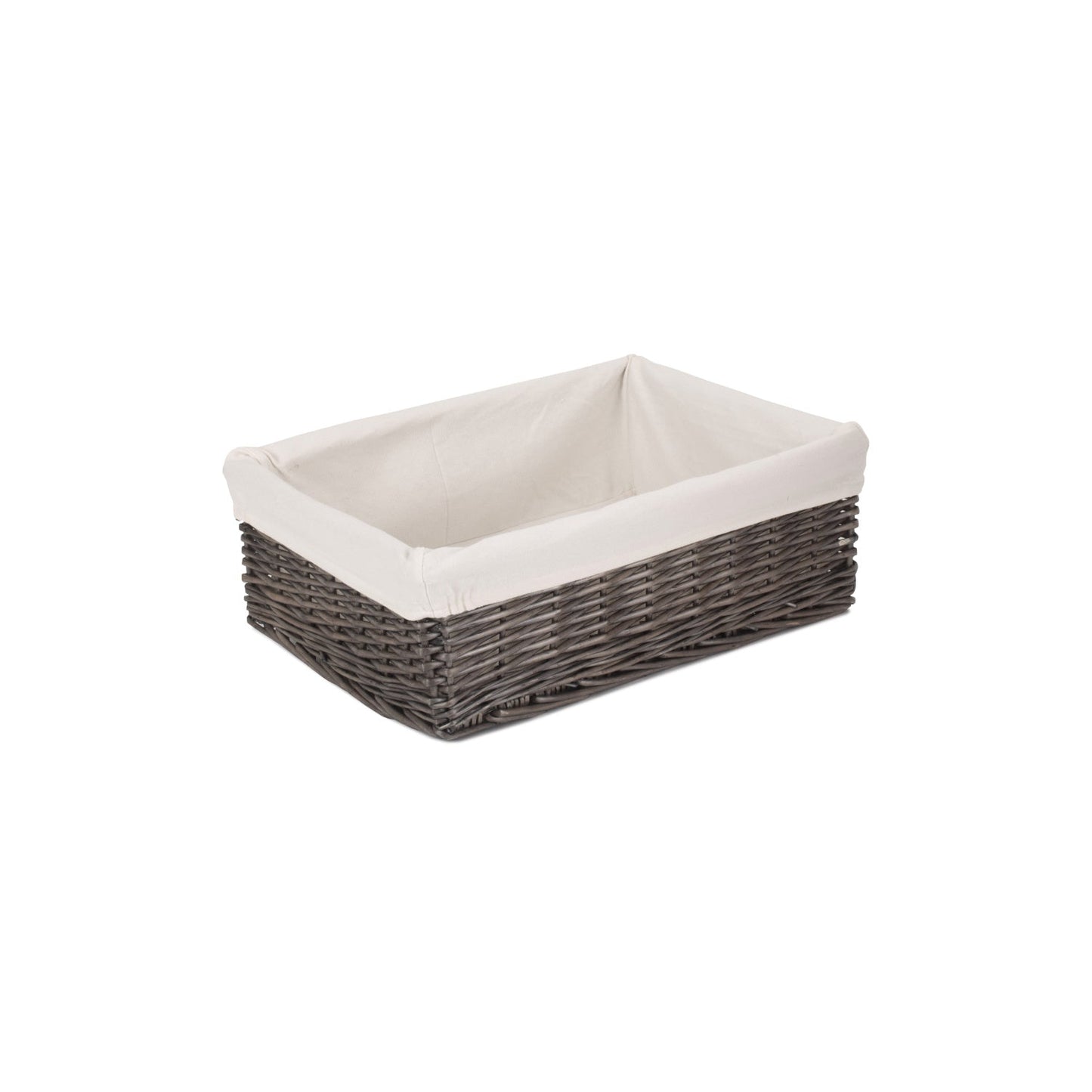Extra Large Antique Wash Willow Tray Basket with White Lining