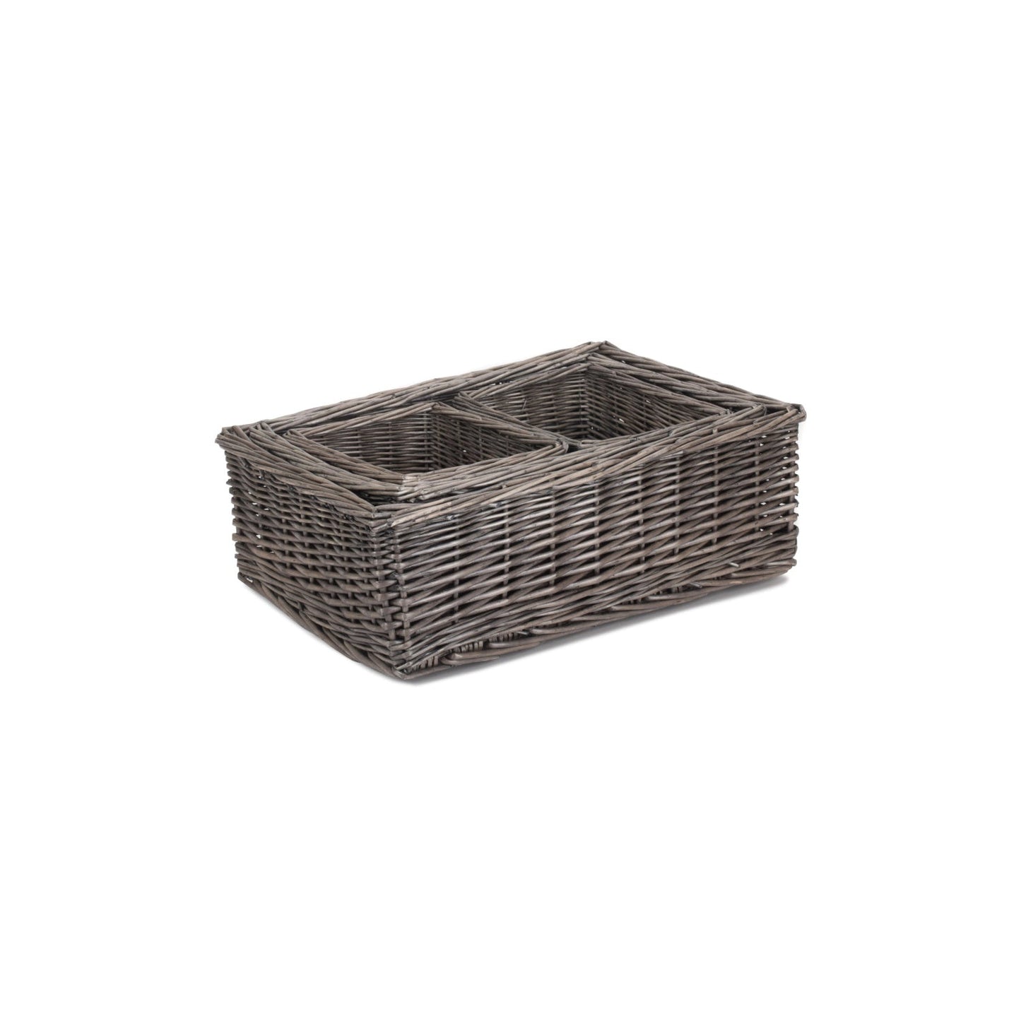 Antique Wash Willow Tray Baskets Set 4