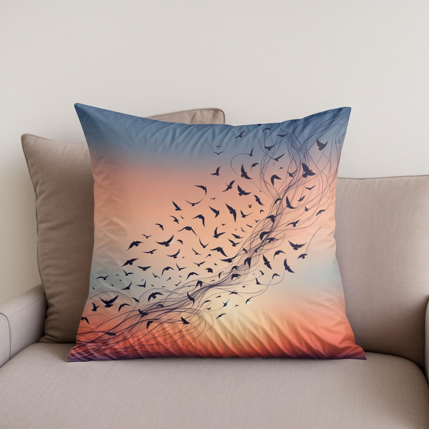 Twilight Avian Ballet Cotton Cushion