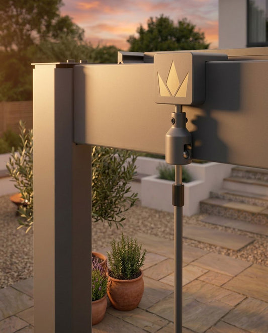 PURE 4x3m Pergola with Manual Louvered Roof and solar powered lighting