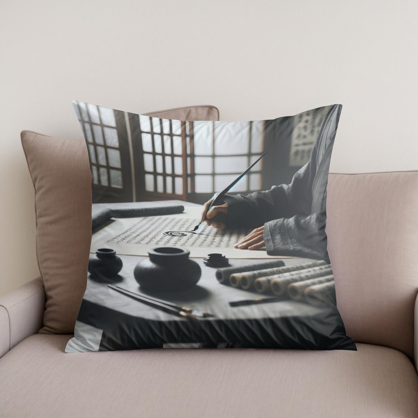 Zen Scribe Cotton Cushion