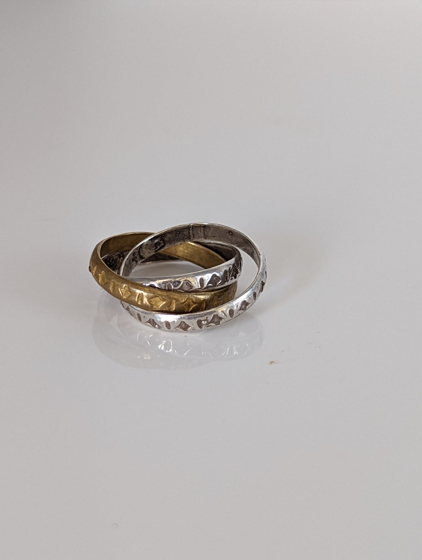 Silver Steed Two Tone Three Interlinking Bands