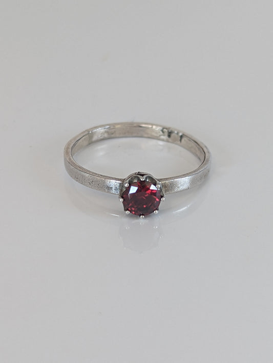 Silver Steed Silver Ruby Zirconia Ring