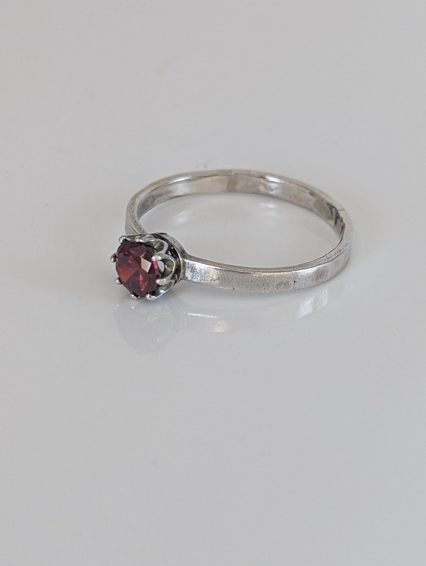 Silver Steed Silver Ruby Zirconia Ring