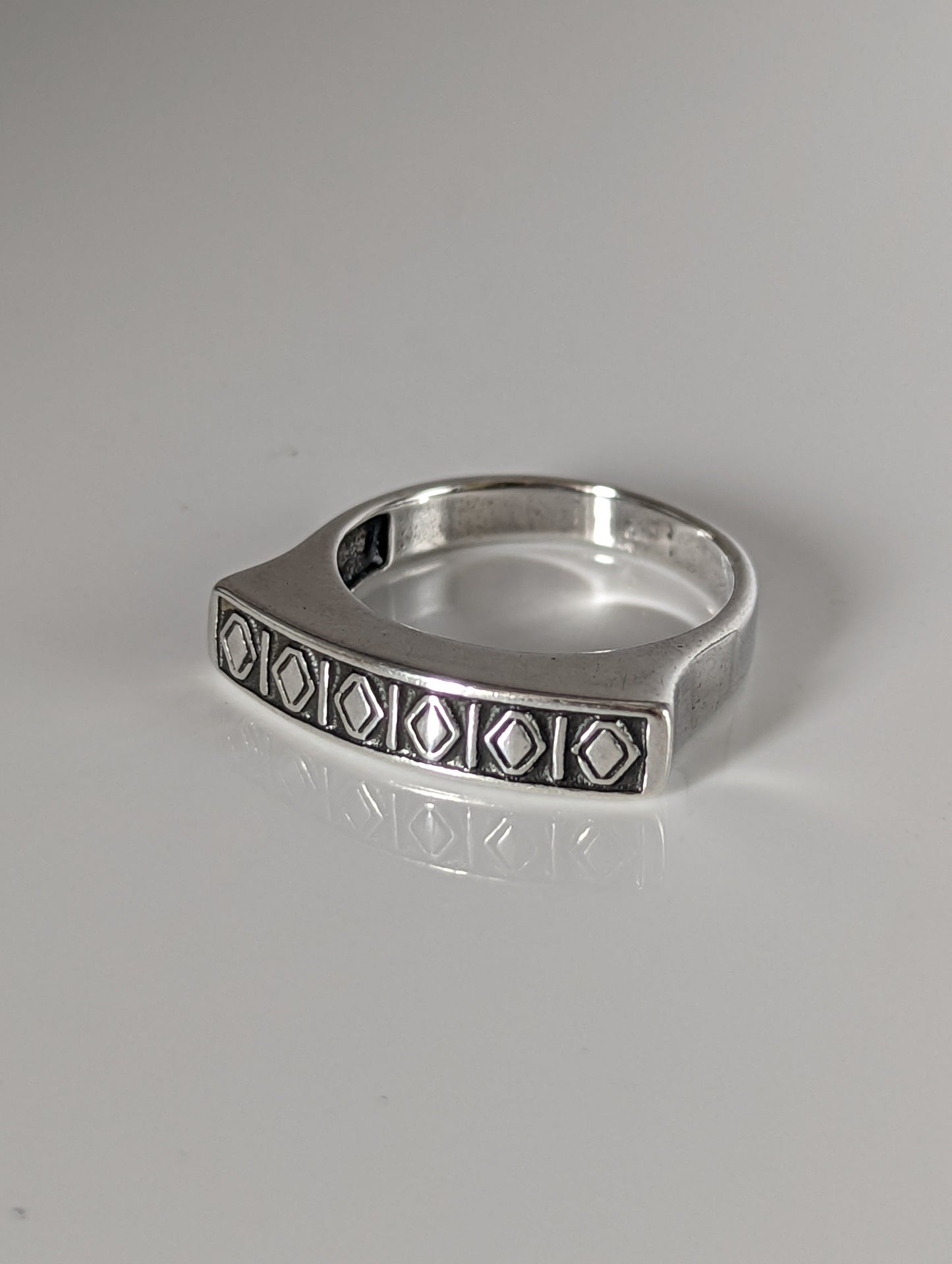 Silver Steed Greek Theme Ring