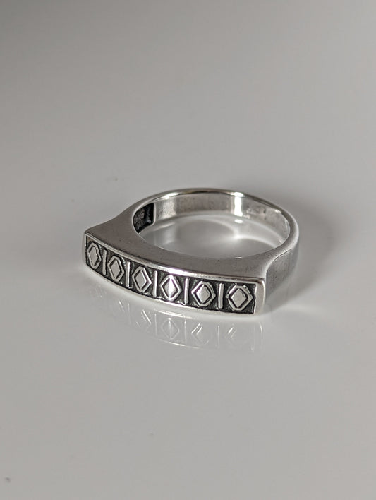 Silver Steed Greek Theme Ring