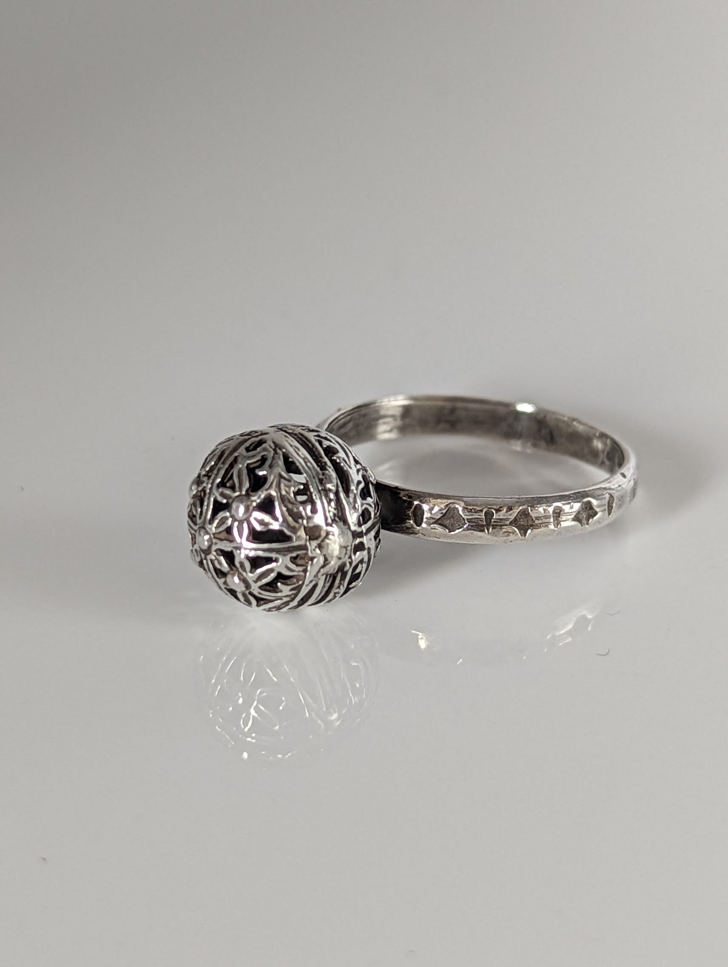Silver Steed Large Unique Ball Handmade Silver Ring