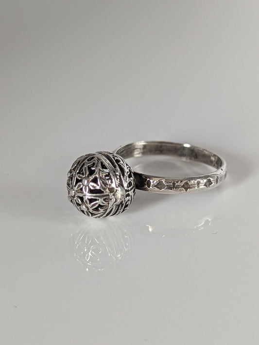Silver Steed Large Unique Ball Handmade Silver Ring