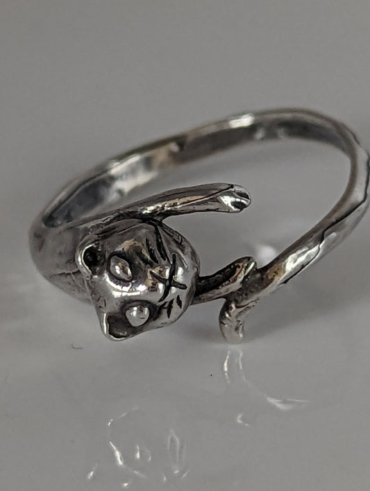 Silver Steed Jumping Cat Silver Ring