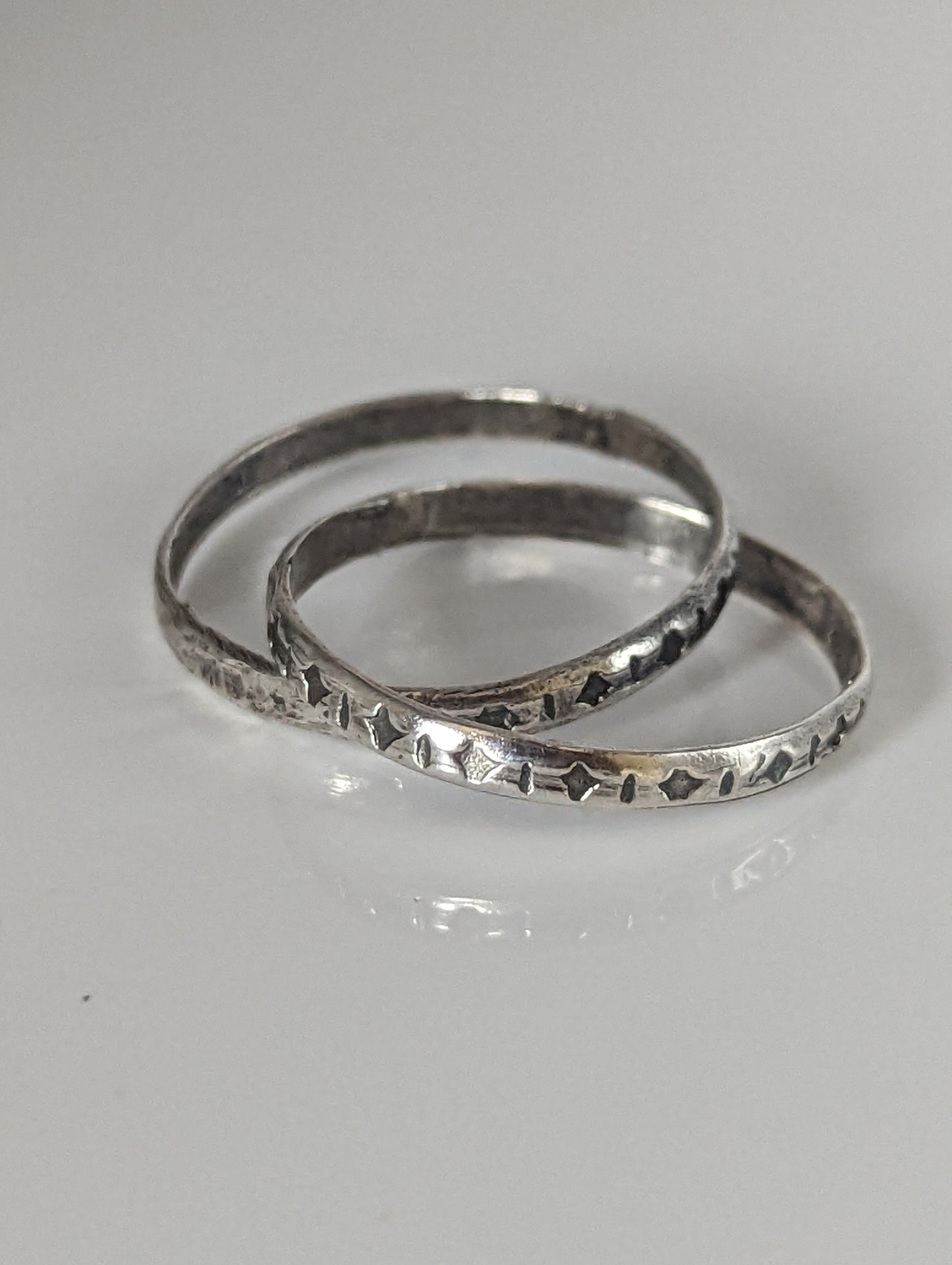 Silver Steed Two Interlinking Bands