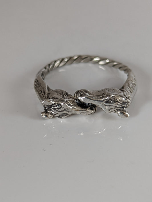 925 Silver Two Horse Heads Ring – Equestrian-Inspired Gift for Him or Her