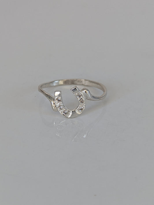 925 Silver Horseshoe Ring with Zirconia – Lucky Equestrian Gift