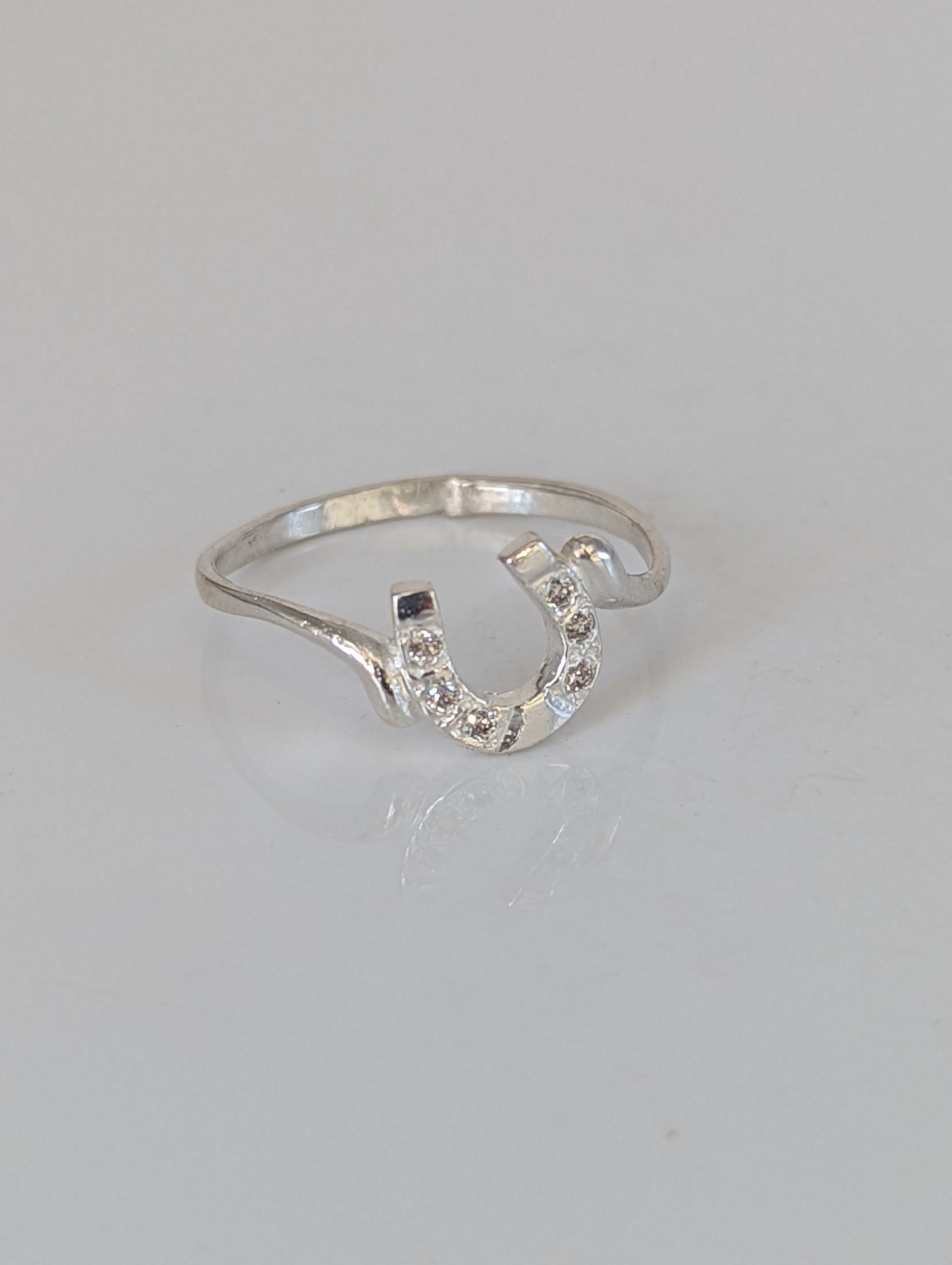 925 Silver Horseshoe Ring with Zirconia – Lucky Equestrian Gift
