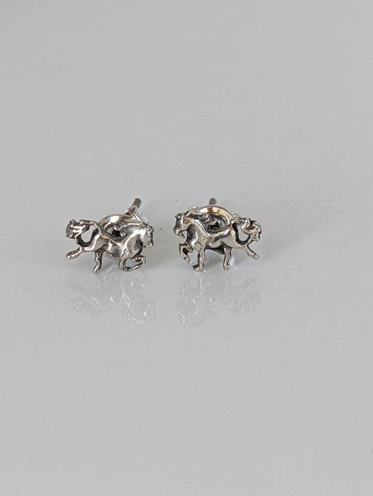 925 Silver Galloping Horse Studs – Handmade Equestrian Earrings