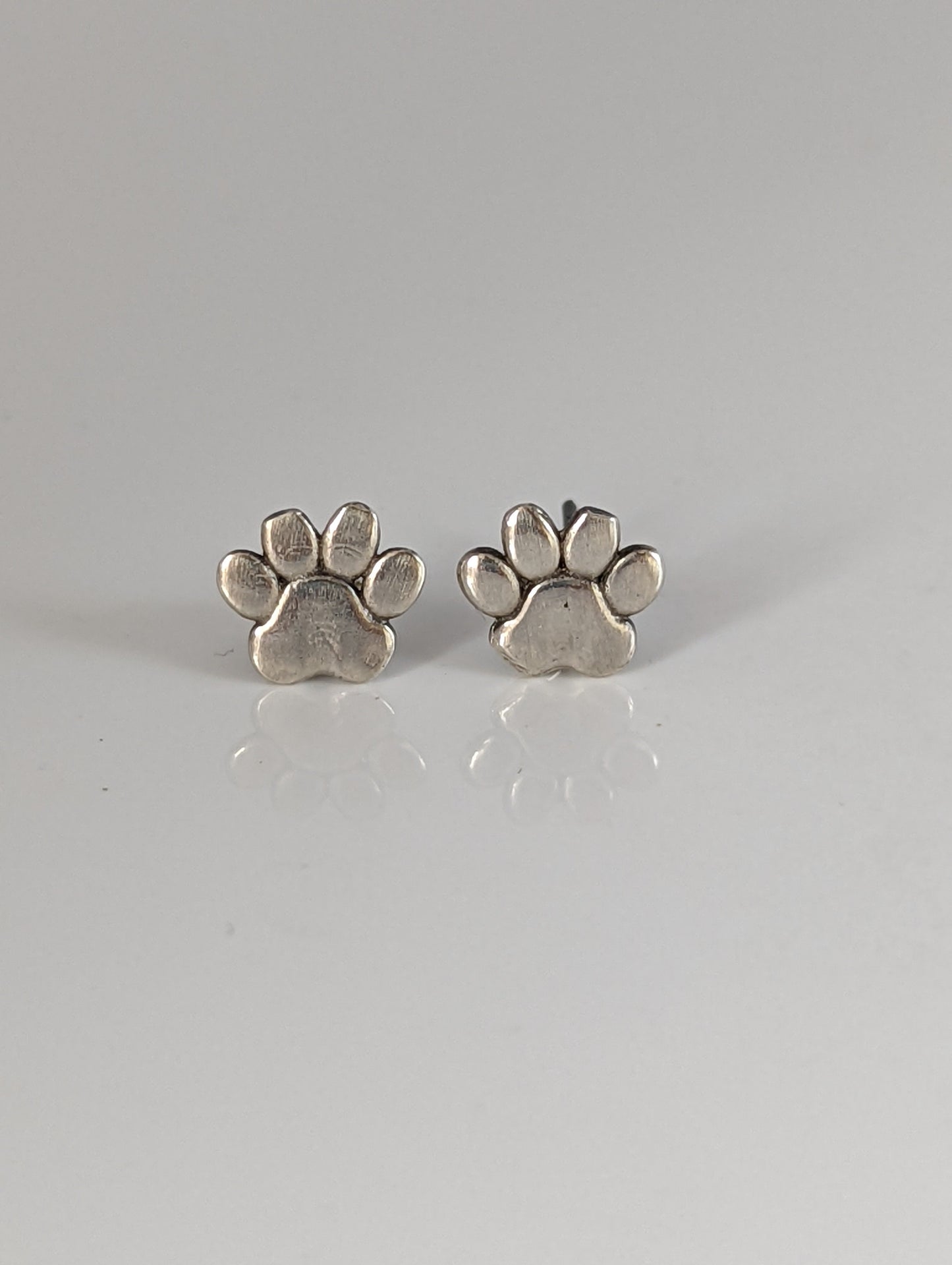 Silver Steed Silver Dog Paws 2 Stud Earrings