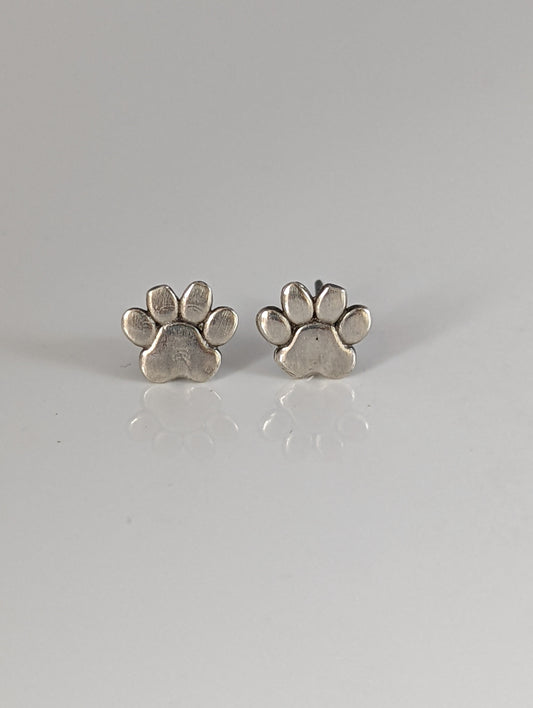 Silver Steed Silver Dog Paws 2 Stud Earrings