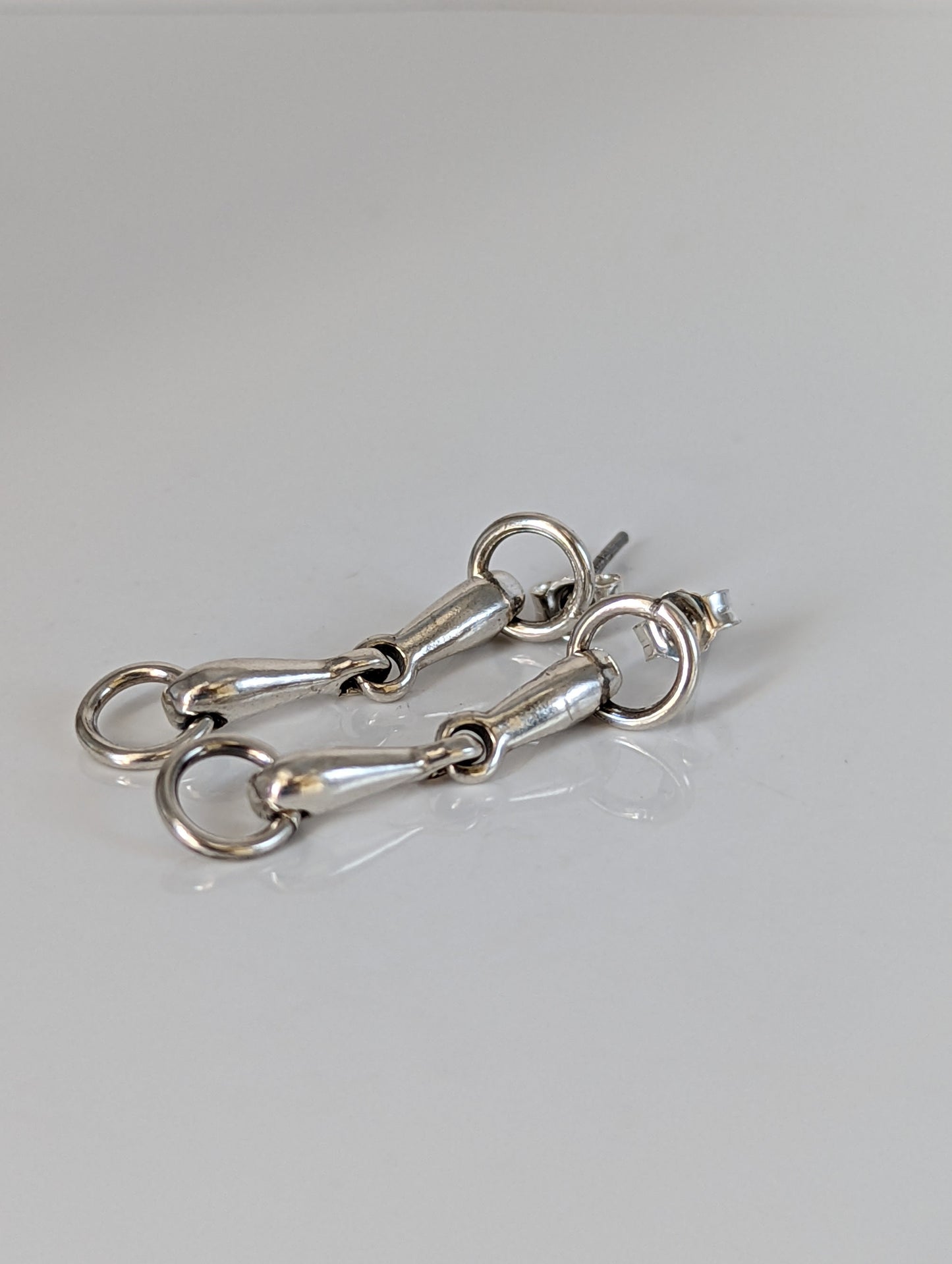 Silver Steed Snaffle Bit Stud Earrings
