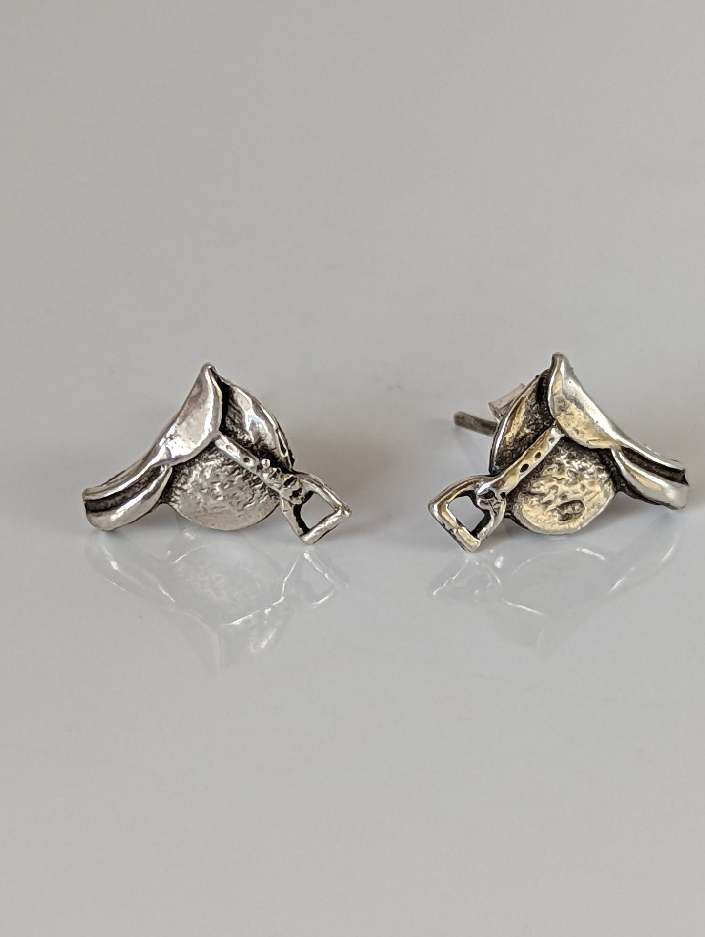 Silver Steed Silver Saddle Stud Earrings