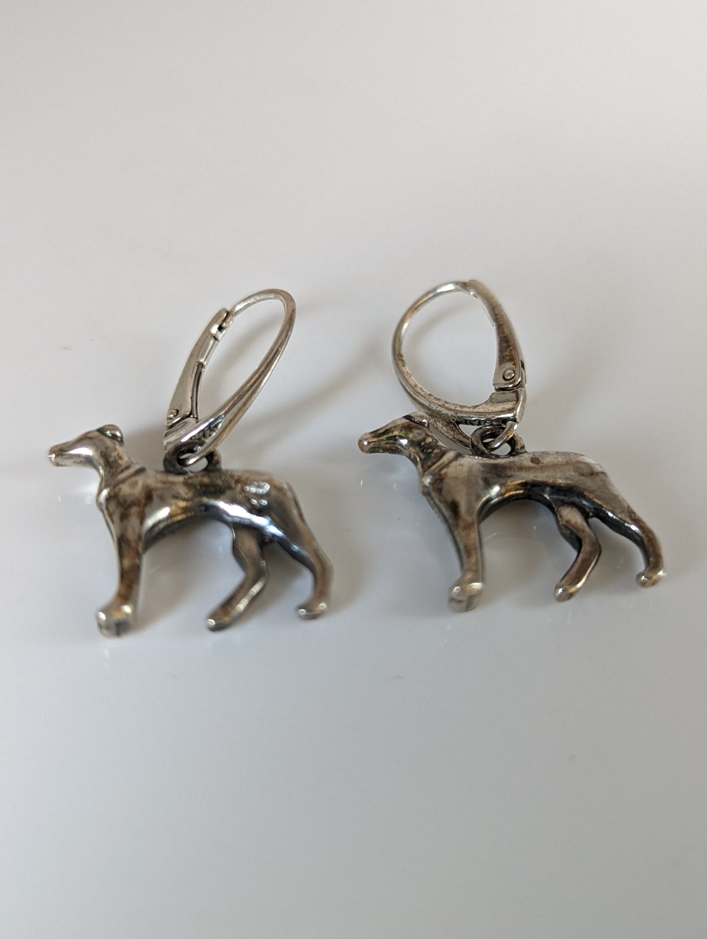 Silver Steed Dropped Greyhound Earrings