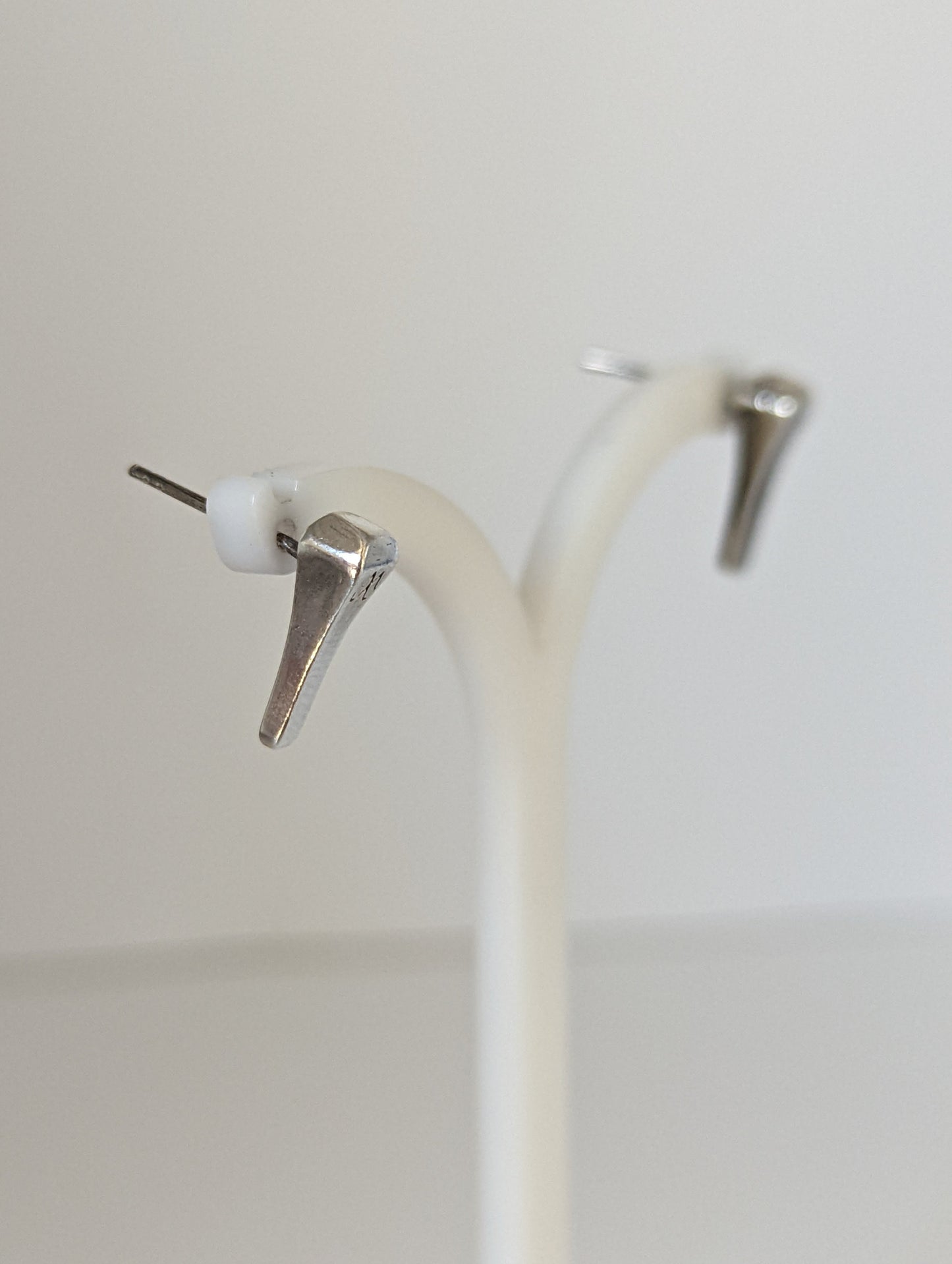 Silver Steed Short Hoof Nail Stud Earrings