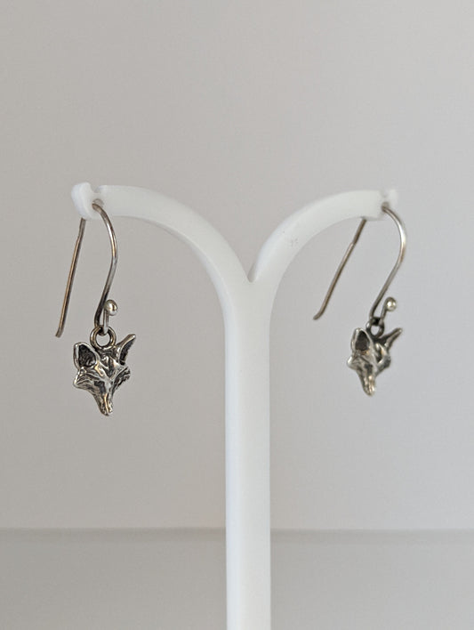 Silver Steed Fox Long Dropped Earrings