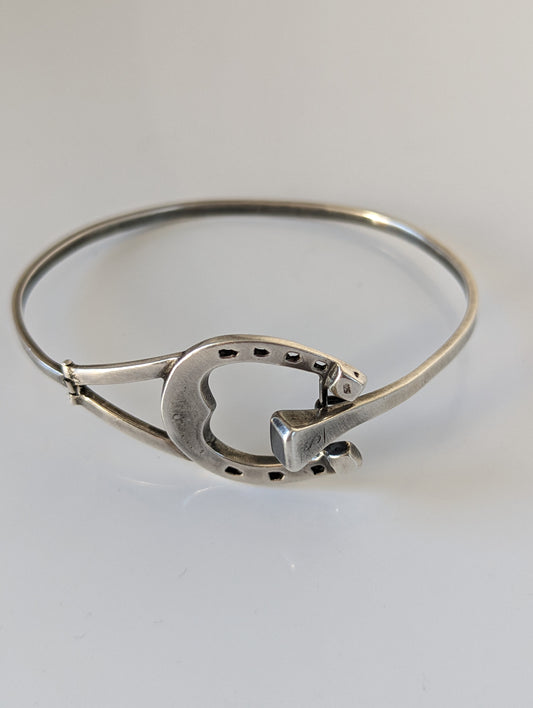 Silver Steed Big Horseshoe Bangle