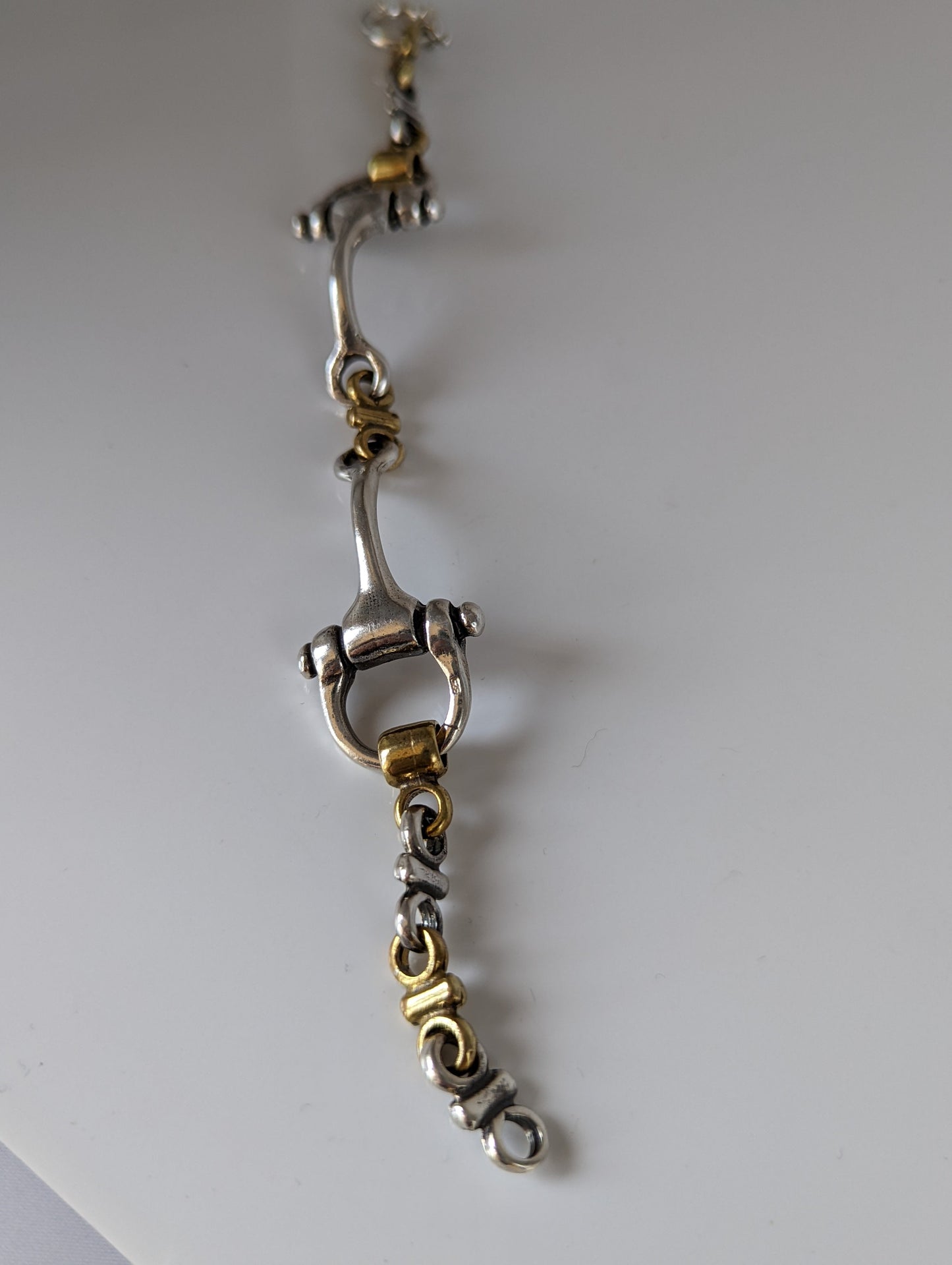 Silver Steed Large Two Tone Silver French Link Snaffle Bracelet