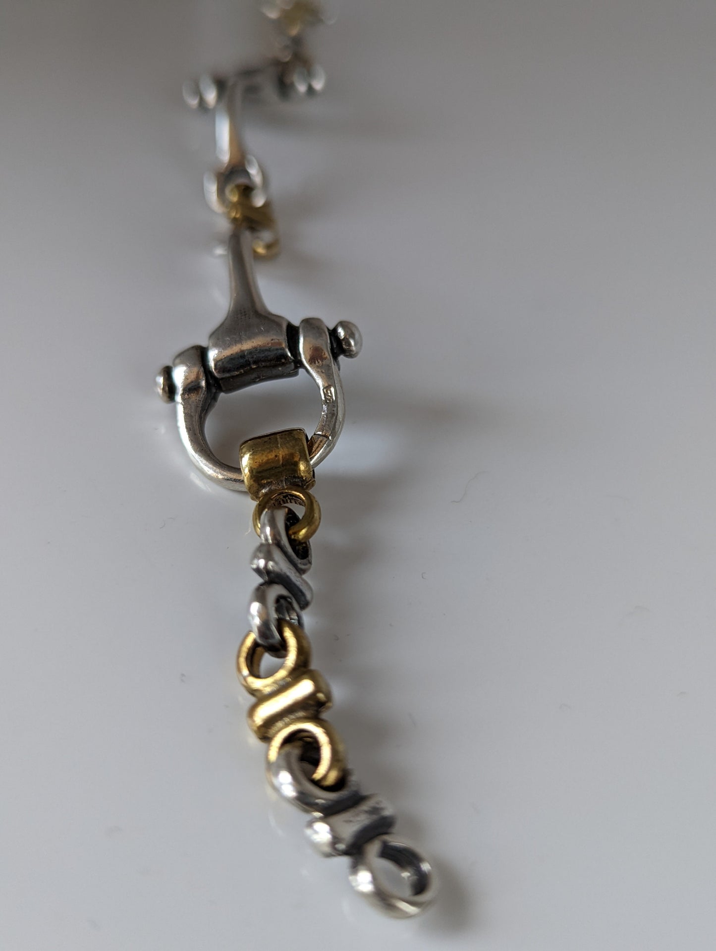 Silver Steed Large Two Tone Silver French Link Snaffle Bracelet