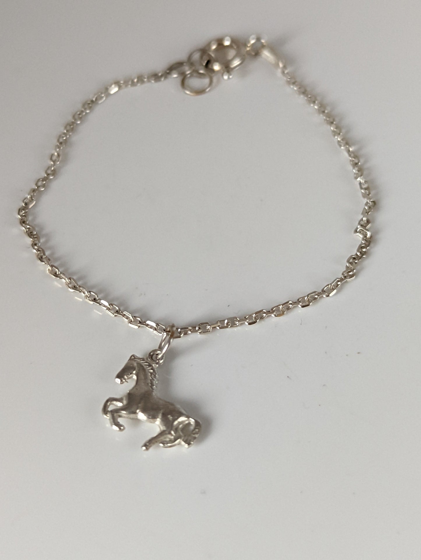 Silver Steed Horse on a Chain Delicate Bracelet