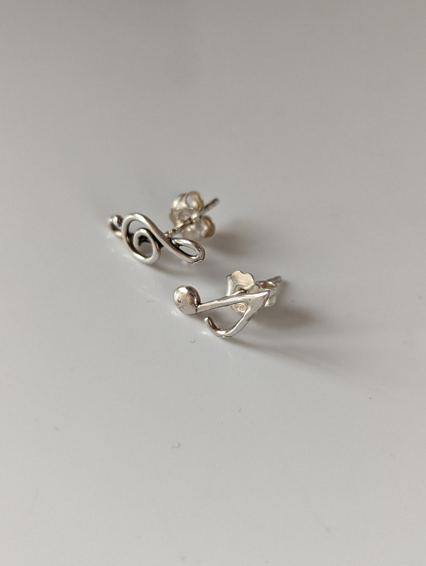 Silver Steed Celf & Note Stud Earrings