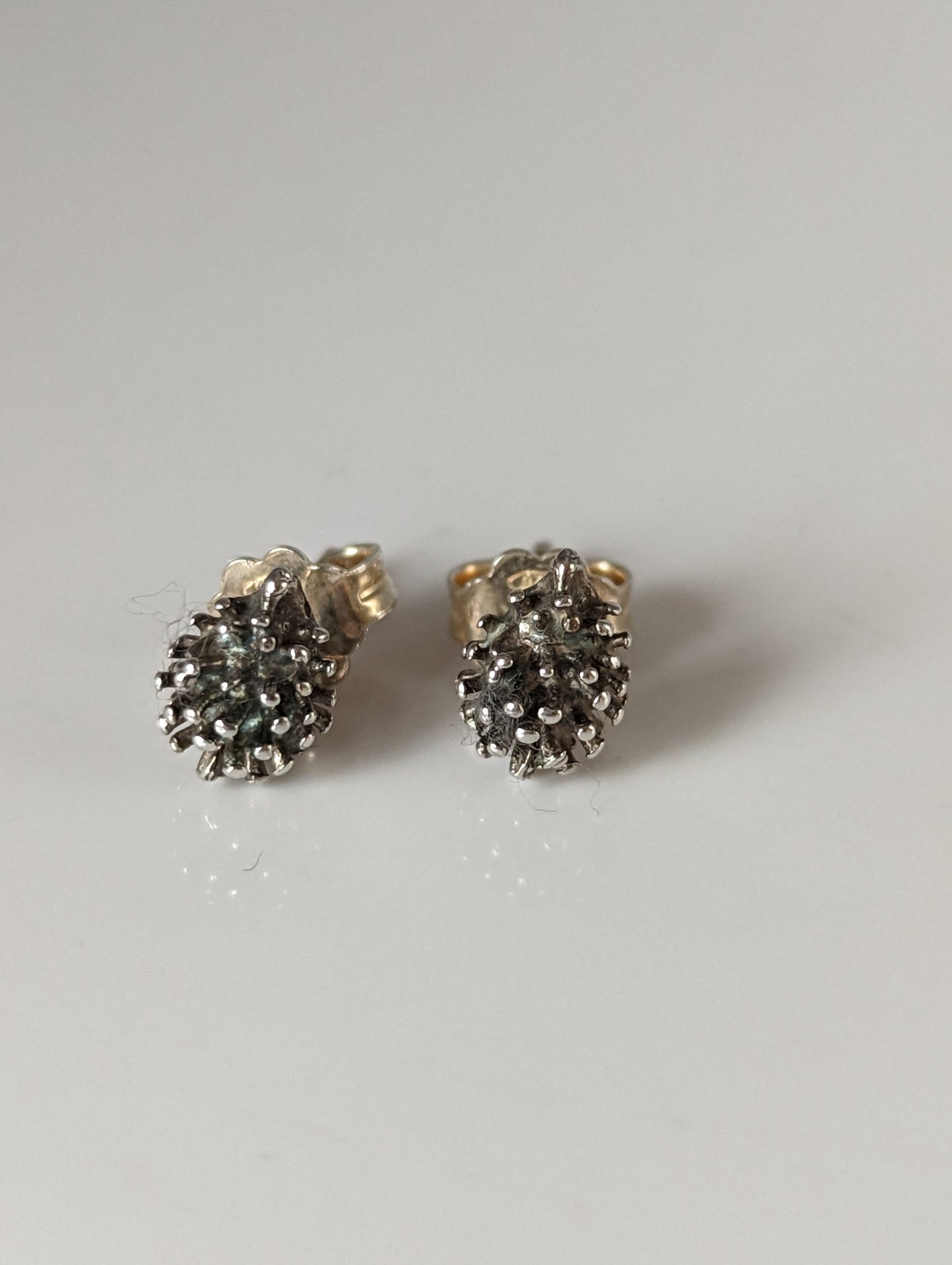 Silver Steed Pine Cone Stud Earrings