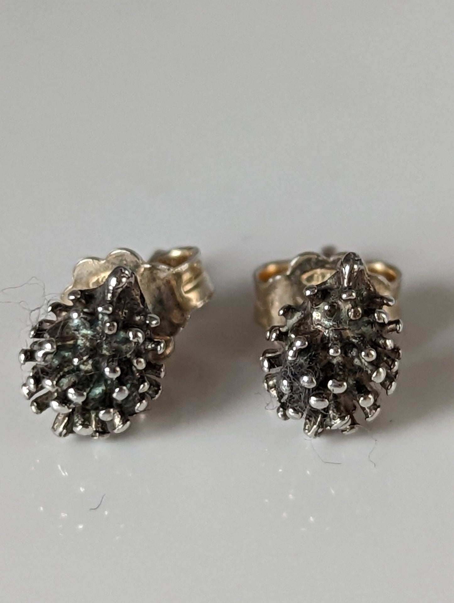 Silver Steed Pine Cone Stud Earrings