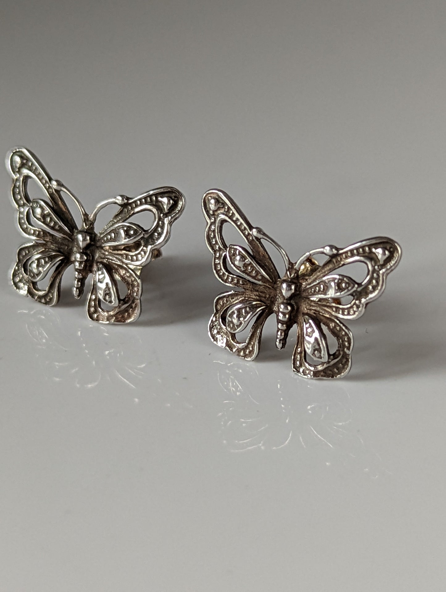 Silver Steed Large Butterfly Stud Earrings
