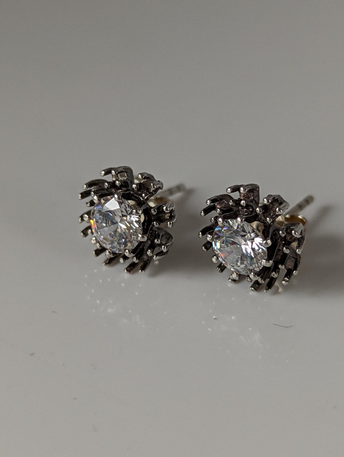 Silver Steed Crystal Sunflower Stud Earrings