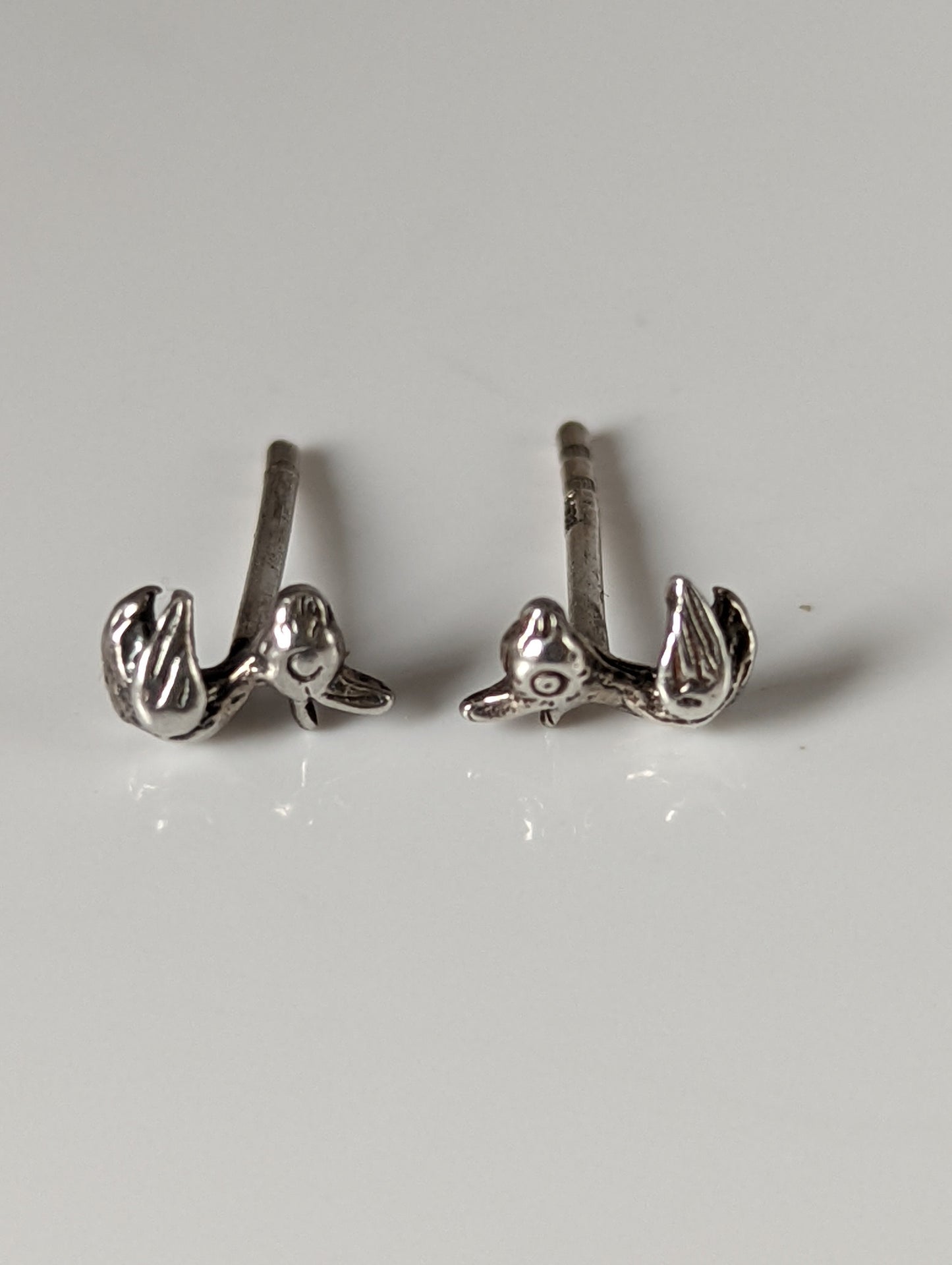 Silver Steed Rubber Duck Stud Earrings