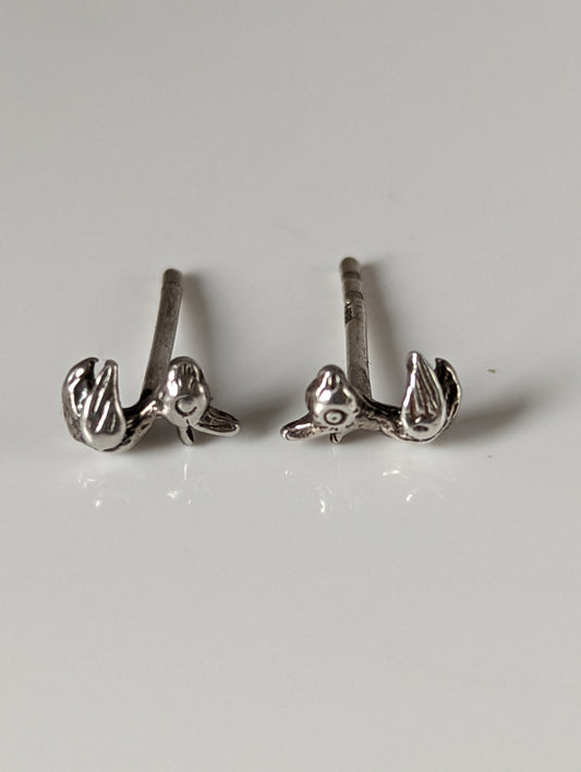 Silver Steed Rubber Duck Stud Earrings