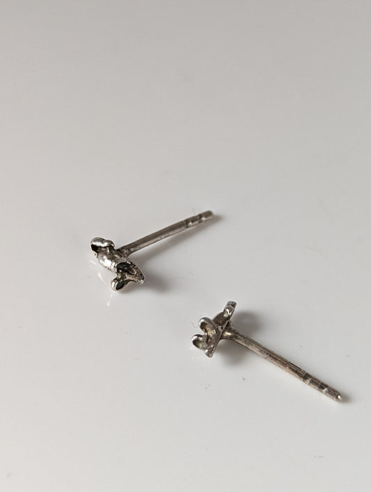Silver Steed Mouse Stud Earrings