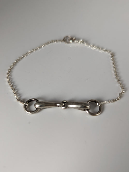 Silver Steed Snaffle on a Chain Delicate Bracelet